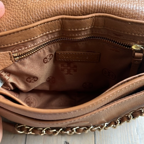 Tory Burch Mini Marion Crossbody Purse Camel Leather Authentic - Picture 5 of 12
